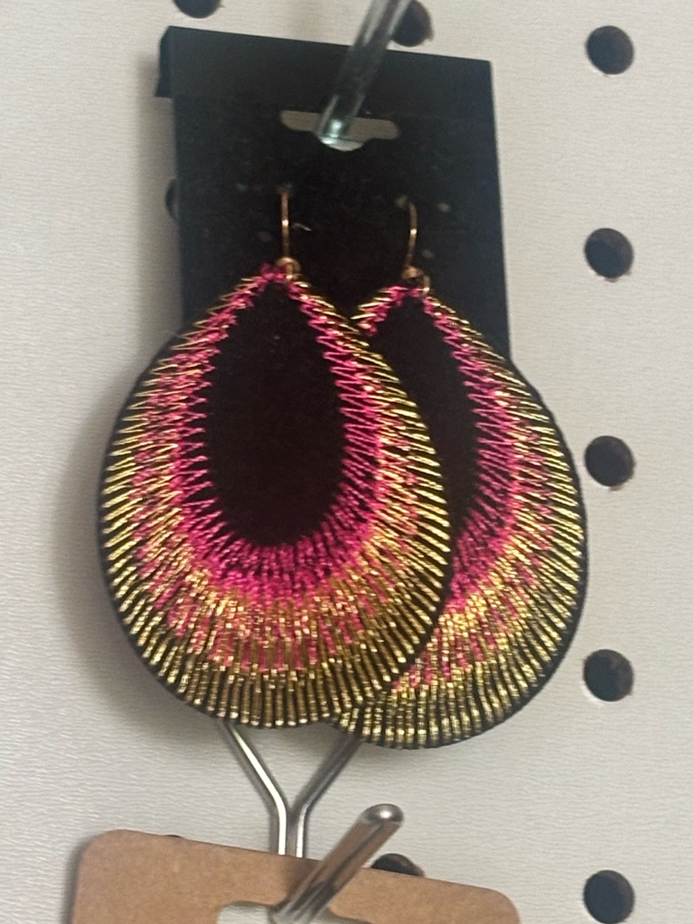 Pink and Gold Teardrop Threaded Earrings - Women Jewelry